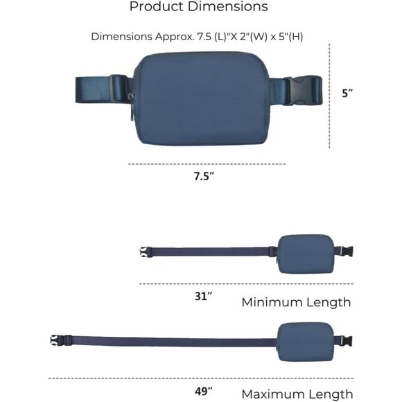 Navy Mini Belt Bag for Women - Crossbody, Waist & Shoulder Style, Water-Resistan - Picture 2 of 6